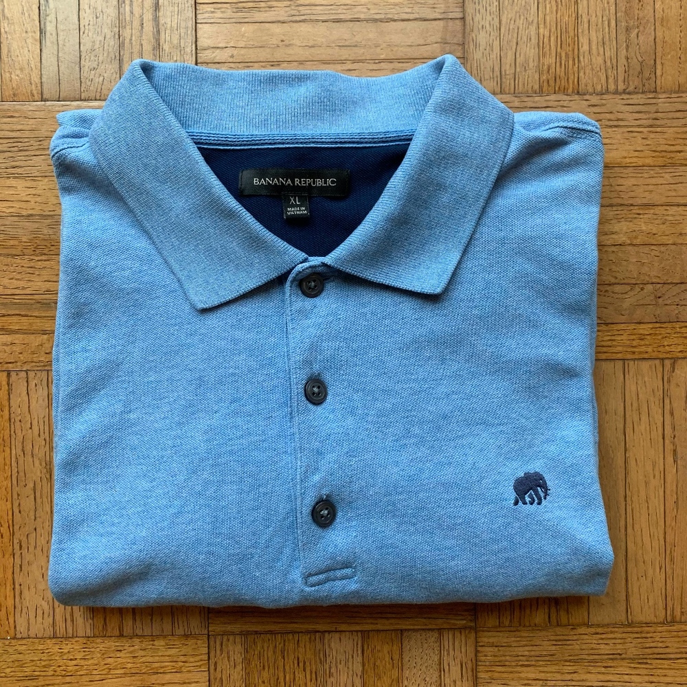 Men's Banana Republic Light Blue Polo Shirt, XL